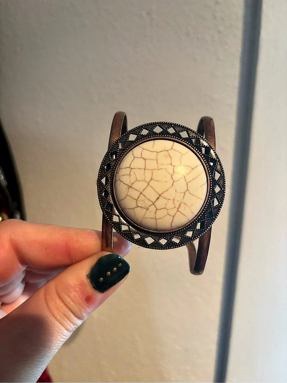 Stone Cuff Bracelet Brown White